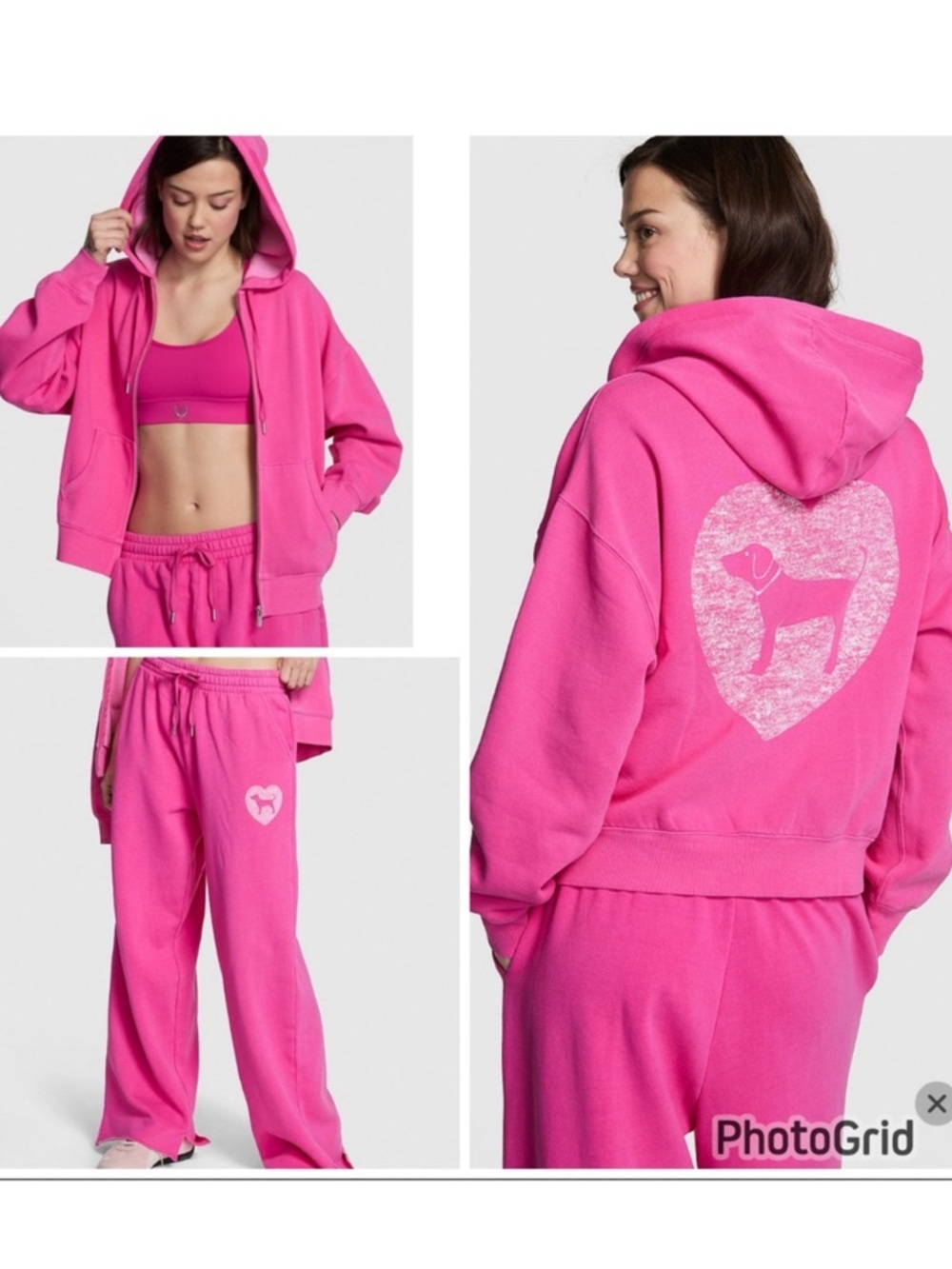 VS PINK PINK FIRE PUPPY DAY SWEATPANTS/HOODIE SET XL/LARGE NWT